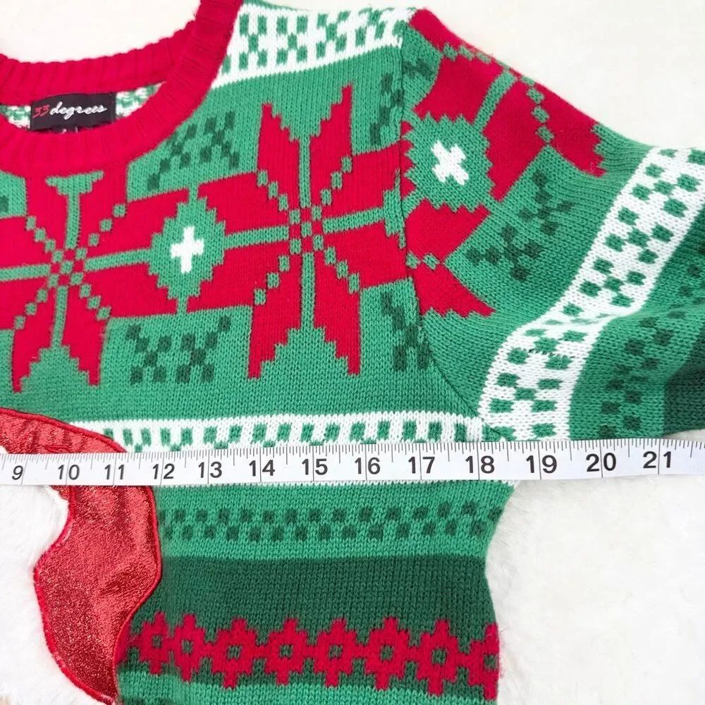 33 Degrees Ugly Christmas Sweater Sloth Wine Glass - US Unisex Size L - Picture 7 of 12